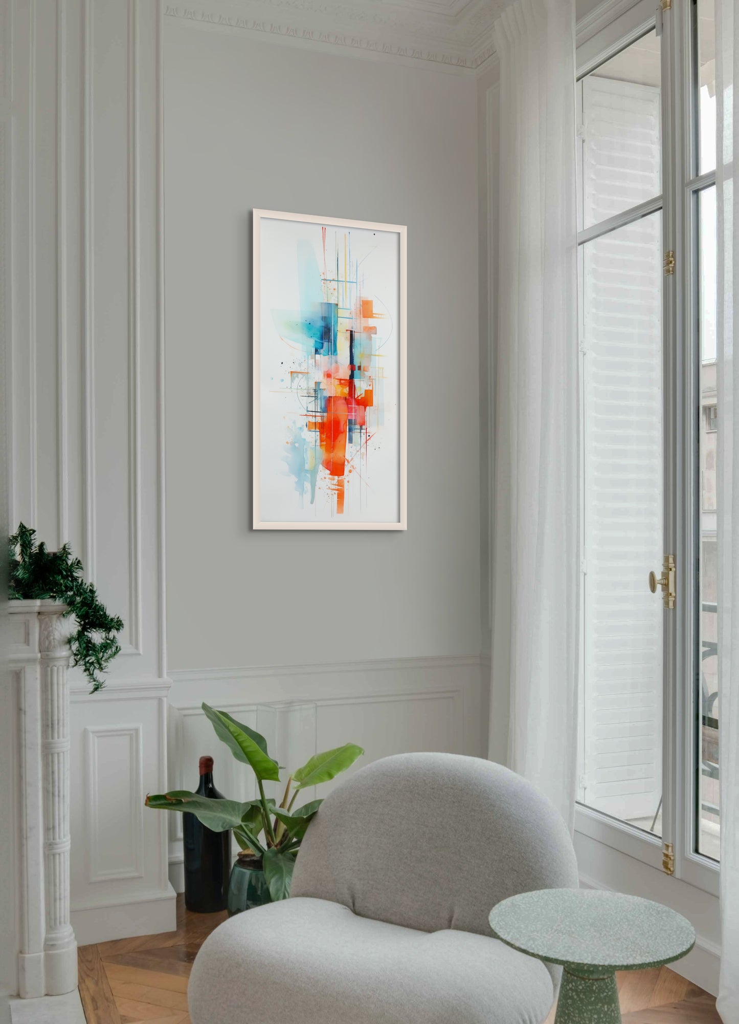 In this captivating artwork, lines intersect with squares to create a visual symphony that celebrates the essence of artistic expression. "Abstract Elegance" is an artistic ode to the balance between structure and spontaneity, offering a touch of sophistication and intrigue to your space.
